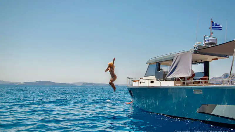 Private Catamaran Santorini: 5-Hour Charter with BBQ — photo from the booking listing